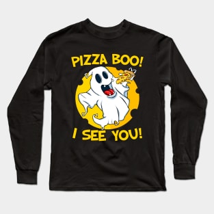 Pizza Boo I See You | Ghost Pizza Long Sleeve T-Shirt